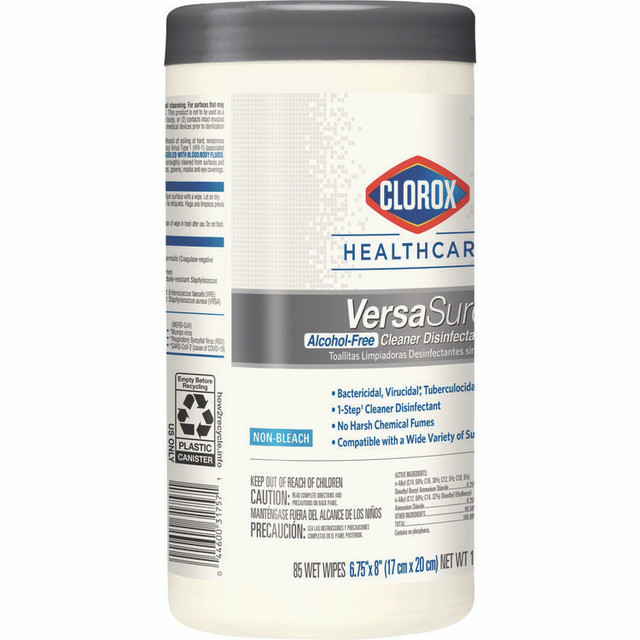 CLOROX SALES CO. Healthcare® 31757EA VersaSure Cleaner Disinfectant Wipes, 1-Ply, 8 x 6.75, Original Scent, White, 85 Towels/Can