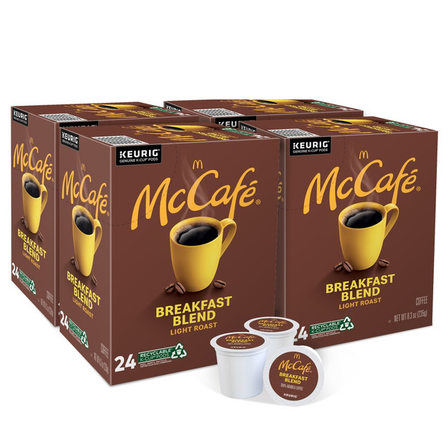 KRAFT HEINZ FOODS COMPANY 37468CA McCafe Breakfast Blend Coffee, K-Cups, Box Of 24 Pods, Case Of 4 Boxes