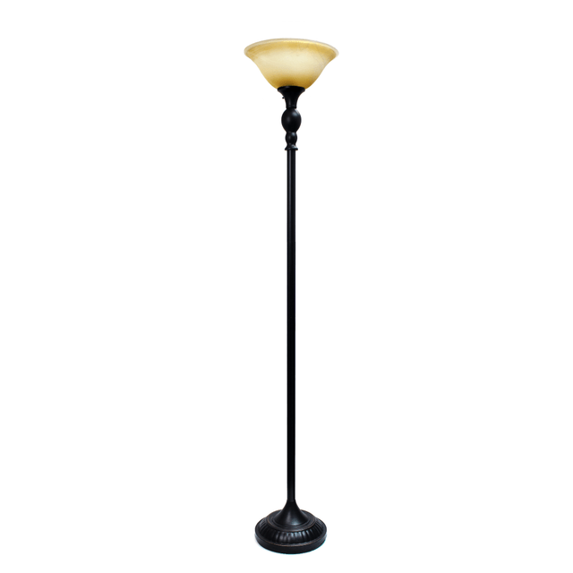 ALL THE RAGES INC Lalia Home LHF-3001-RZ  Classic 1-Light Torchiere Floor Lamp, 71inH, Matte Restoration Bronze/Amber