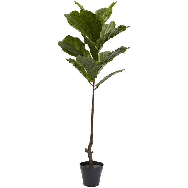 NEARLY NATURAL INC. 5448 Nearly Natural 4ftH Fiddle Leaf Tree With Pot, Green/Black NEARLY NATURAL INC. 5448 Nearly Natural 4ftH Fiddle Leaf Tree With Pot, Green/Black