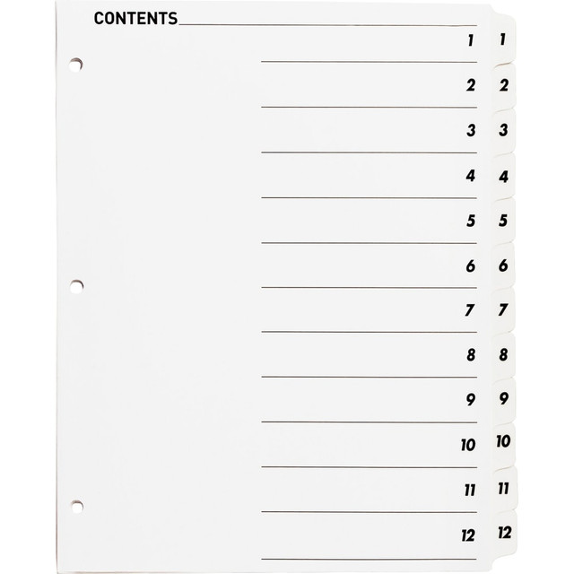 SP RICHARDS 05855 Sparco Quick Index Dividers With Table Of Contents Page, 1-12, White SP RICHARDS 05855 Sparco Quick Index Dividers With Table Of Contents Page, 1-12, White