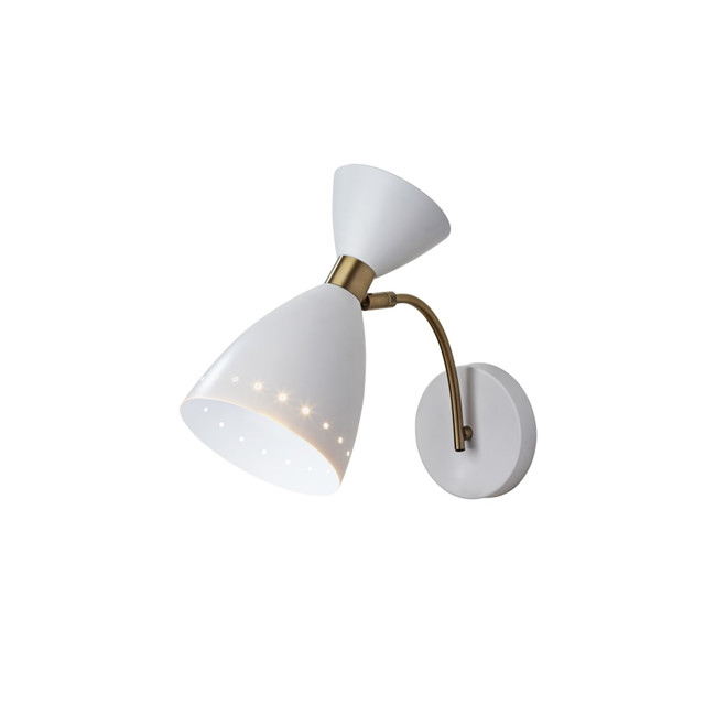 ADESSO INC Adesso 4279-02  Oscar Wall Lamp, 6-1/4inW, White/Antique Brass