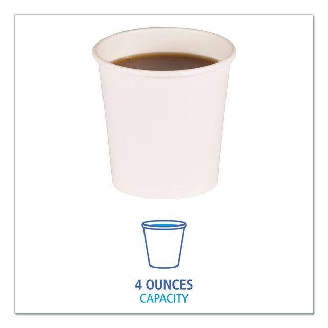 BOARDWALK WHT4HCUP Paper Hot Cups, 4 oz, White, 50/Sleeve, 20 Sleeves/Carton