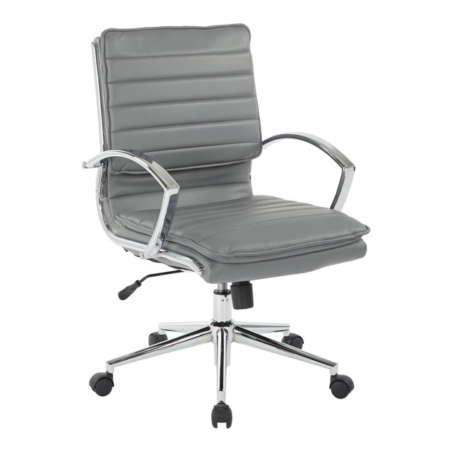 OFFICE STAR PRODUCTS SPX23591C-U42 Office Star Pro-Line II SPX Bonded Leather Mid-Back Chair, Charcoal/Chrome