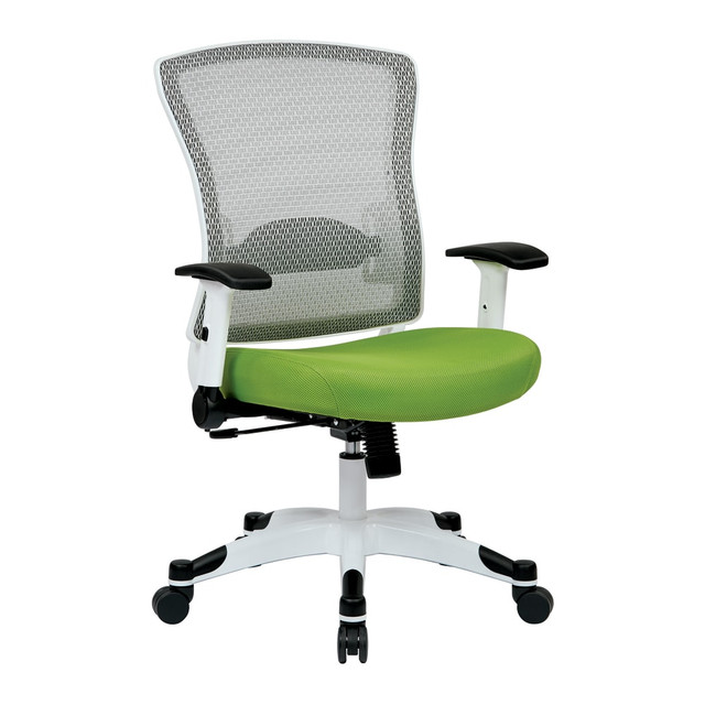 OFFICE STAR PRODUCTS Office Star 317W-W1C1F2W-6  Space Seating Mesh Mid-Back Chair, Green/White