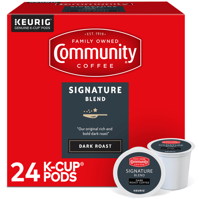 COMMUNITY COFFEE COMPANY, LLC. 5000374328EA Community Coffee Keurig Single Serve K-Cup Pods, Signature Blend, Dark Roast, Box Of 24 Pods