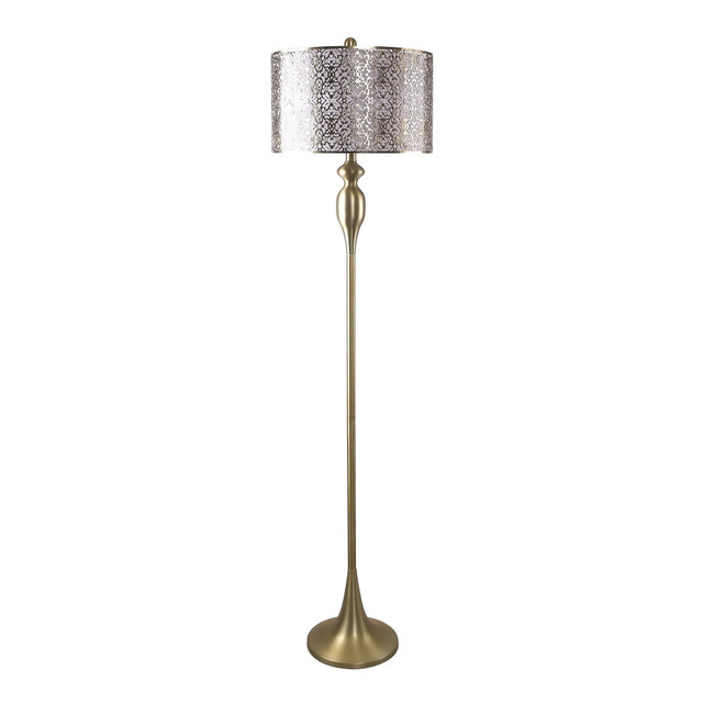 GRANDVIEW GALLERY LLC FL63-ASHLND-RBW AU LumiSource Ashland Floor Lamp, 63inH, Off-White/Polished Gold