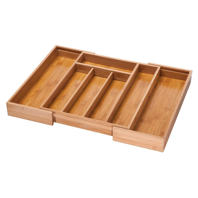 HONEY-CAN-DO INTERNATIONAL, LLC KCH-01079 Honey-Can-Do Bamboo Expandable Cutlery Tray, 2 5/16inH x 22 3/4inW x 17inD