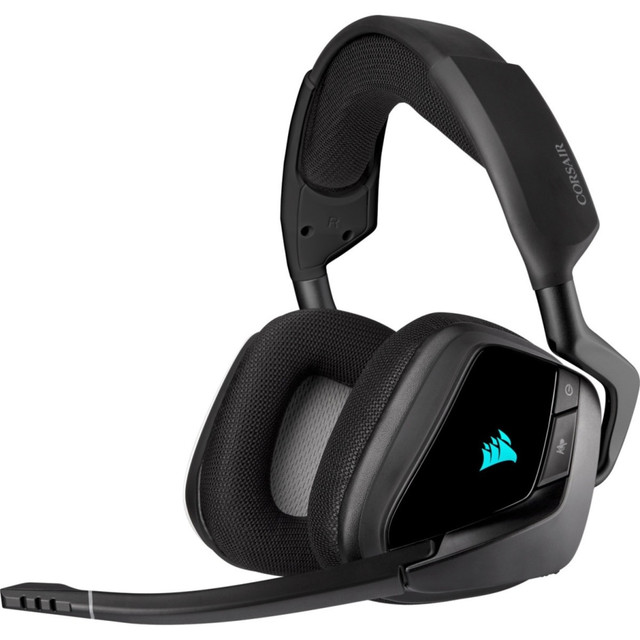 CORSAIR MEMORY, INC. CA-9011201-NA Corsair VOID RGB ELITE Wireless Premium Gaming Headset with 7.1 Surround Sound - Carbon - Stereo - Wireless - 40 ft - 32 Ohm - 20 Hz - 30 kHz - Over-the-head - Binaural - Circumaural - Omni-directional Microphone - 