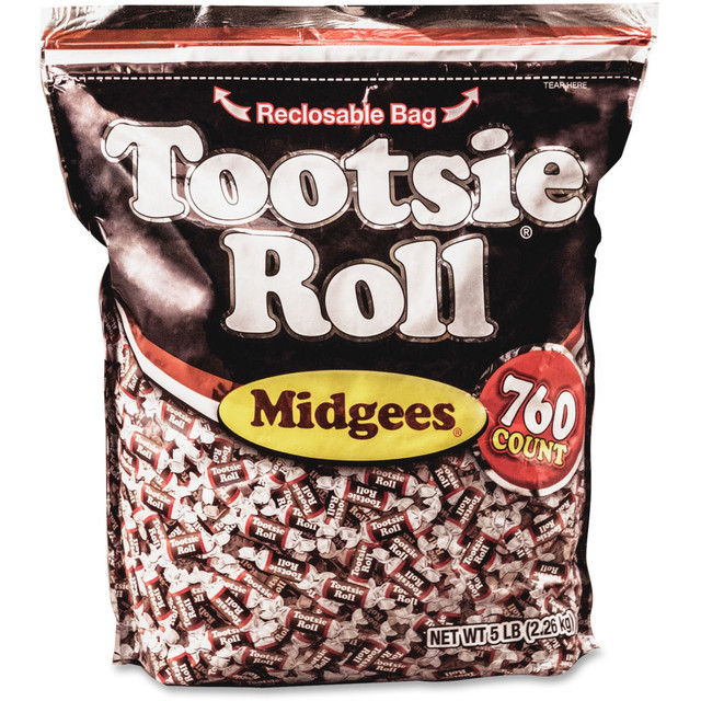 TOOTSIE ROLL INDUSTRIES INC. 884580 Tootsie Roll Midgees Candy - Assorted - Individually Wrapped, Resealable Container - 5 lb - 1 Bag - 760 Per Bag