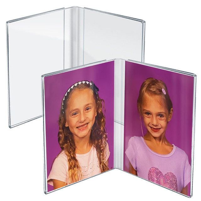 AZAR INTERNATIONAL INC 107726-GS-2PK Azar Displays Side-By-Side Acrylic Photo Frames, 6in x 4in, Clear, Pack Of 2 Frames