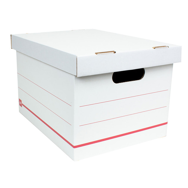 Great choice for storage and organization  Each file box includes a lift-off lid to protect your items.  These corrugate/cardboard storage boxes include handles for gripping.  Great choice for storage and organization.  15inL x 12inW x 10inH.  Contains Recycled Content - See Specs for Details.