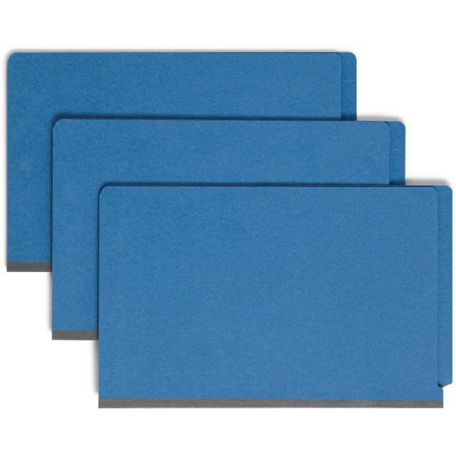 SMEAD MFG CO 29784 Smead End-Tab Classification Folders, 2in Expansion, 2 Dividers, 8 1/2in x 14in, Legal, 50% Recycled, Dark Blue, Box of 10