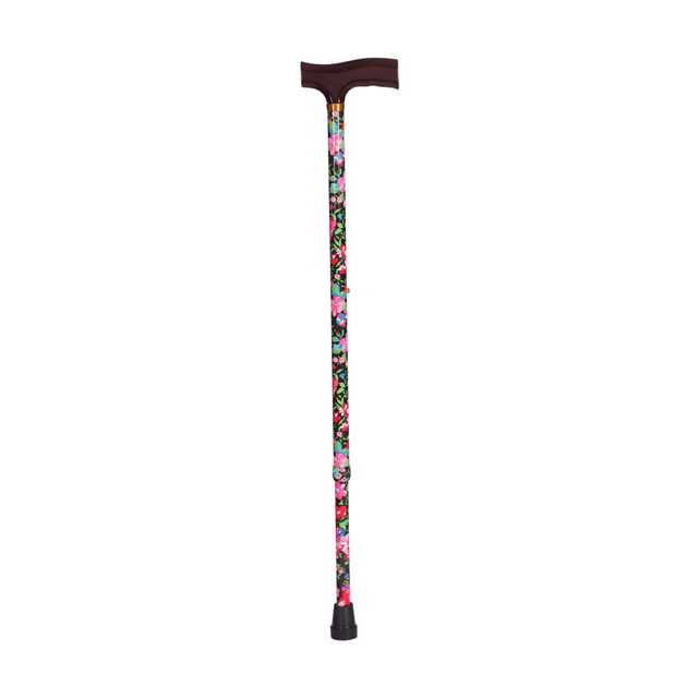 MABIS HEALTHCARE, INC. 502-1351-9909 DMI Adjustable Derby Top Aluminum Folding Walking Cane, 40in, Floral