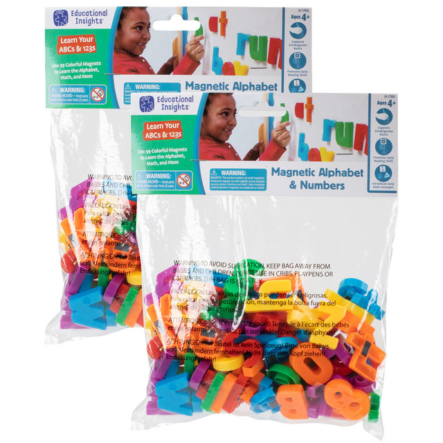 EDUCATORS RESOURCE EI-1780-2 Educational Insights Magnetic Letters & Numbers, Assorted Colors, 99 Pieces Per Pack, Set Of 2 Packs