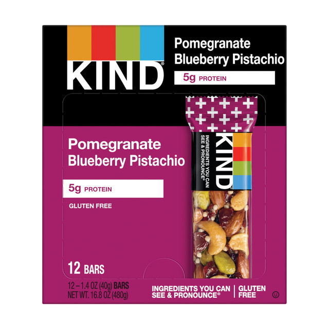 KIND INC. 17221 KIND Snack Bars, Pomegranate Blueberry Pistachio, 1.4 Oz, Box Of 12 KIND INC. 17221 KIND Snack Bars, Pomegranate Blueberry Pistachio, 1.4 Oz, Box Of 12