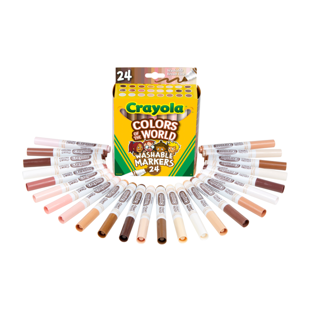 CRAYOLA LLC 58-7802 Crayola Colors Of The World Wet-Erase Markers, Broad Point, White Barrel, Assorted Ink, Pack Of 24 Markers
