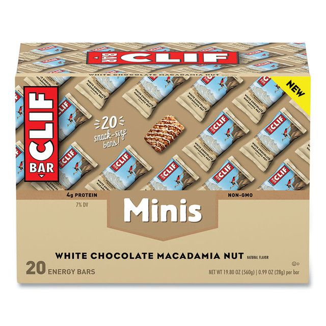 CLIF BAR & COMPANY CCC37295 Energy Bar Minis, White Chocolate Macadamia Nut, 1 oz, 20/Box