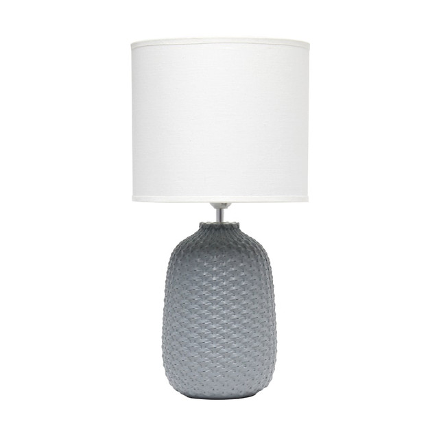 ALL THE RAGES INC LT1135-GRY Simple Designs Purled Texture Table Lamp, 20-7/16inH, White/Gray