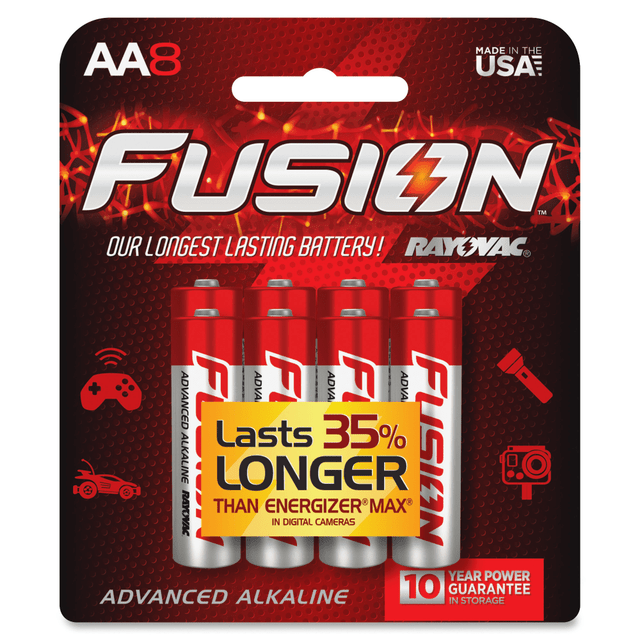 RAYOVAC 8158TFUSKCT  Fusion Advanced Alkaline AA Batteries - For Multipurpose - AA - 192 / Carton