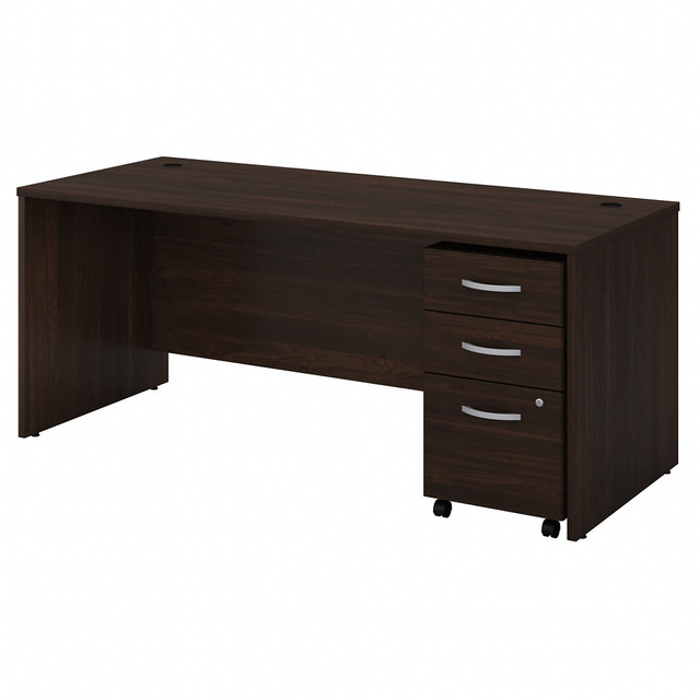 BUSH INDUSTRIES INC. STC013BWSU Bush Business Furniture Studio C Office 72inW Computer Desk With Mobile File Cabinet, Black Walnut, Standard Delivery