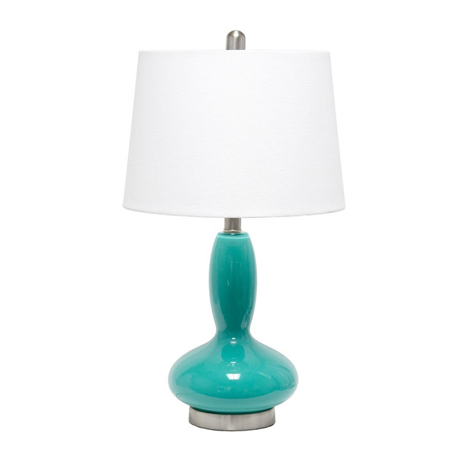 ALL THE RAGES INC Lalia Home LHT-5001-TL  Glass Dollop Table Lamp, 23-1/2inH, White Shade/Teal Base