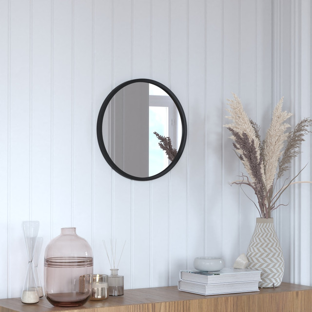 FLASH FURNITURE HFKHD6GD881315 Julianne Round Metal-Framed Wall Mirror, 16inH x 16inW x 3/4inD, Black FLASH FURNITURE HFKHD6GD881315 Julianne Round Metal-Framed Wall Mirror, 16inH x 16inW x 3/4inD, Black