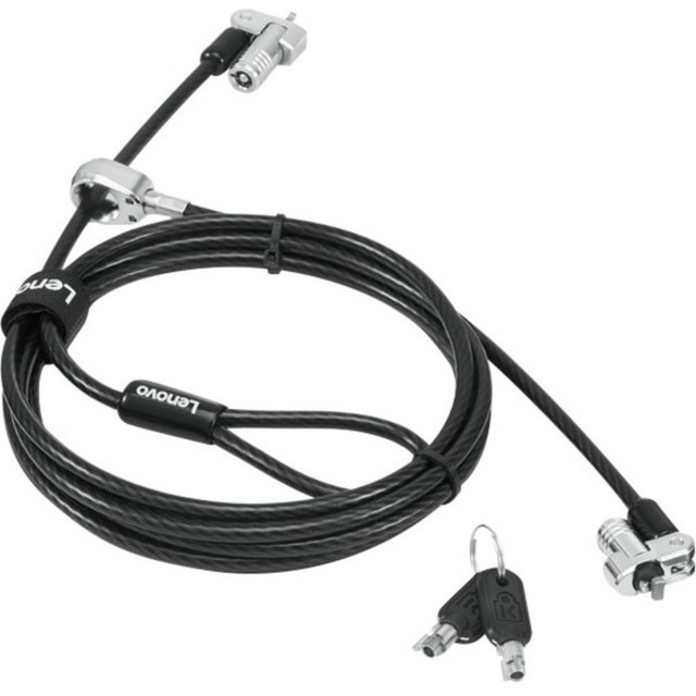 LENOVO, INC. 4XE1B81920 Lenovo NanoSaver Twin Head Nano/MS 2.0 MasterKey Cable Lock - 6.56 ft Cable - Master Keyed Lock - Black - Carbon Steel, Plastic - For Notebook, Tablet, Desktop Computer, Monitor