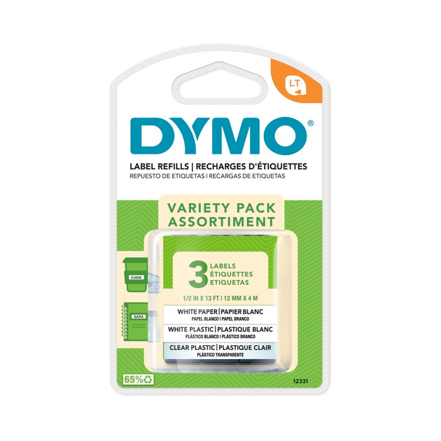 NEWELL BRANDS INC. Dymo 12331  LT 12331 Variety Tapes, 0.5in x 13ft, Pack Of 3