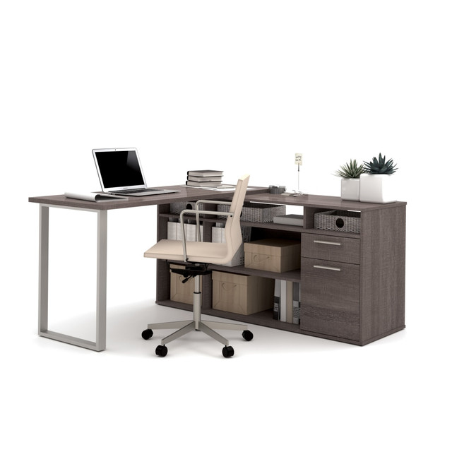 BESTAR INC. 29420-47 Bestar Solay 60inW L-Shaped Corner Desk, Bark Gray BESTAR INC. 29420-47 Bestar Solay 60inW L-Shaped Corner Desk, Bark Gray