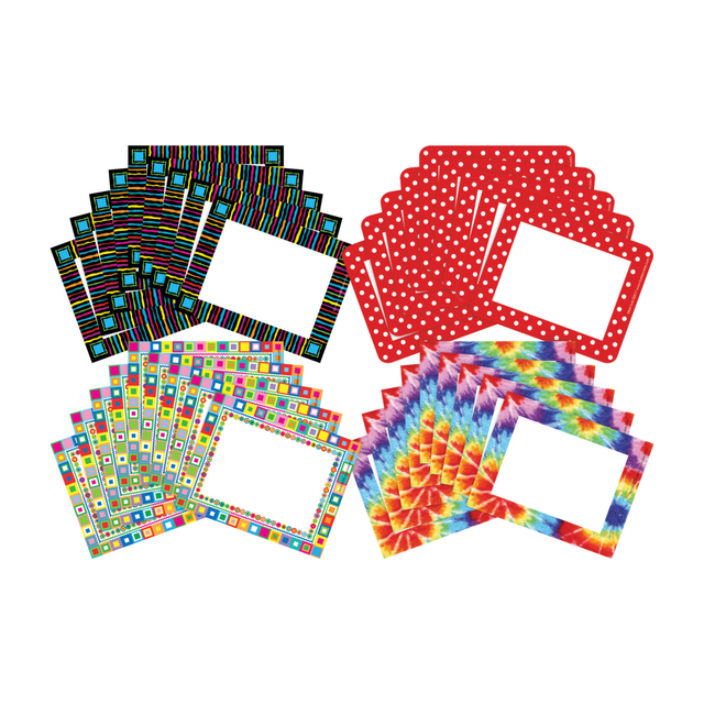 BARKER CREEK PUBLISHING, INC. BC3781 Barker Creek Name Tags, 2 -3/4" x 3 1/2", Retro/Tie Dye/Neon/Dot, 45 Name Tags Per Pack, Case Of 4 Packs