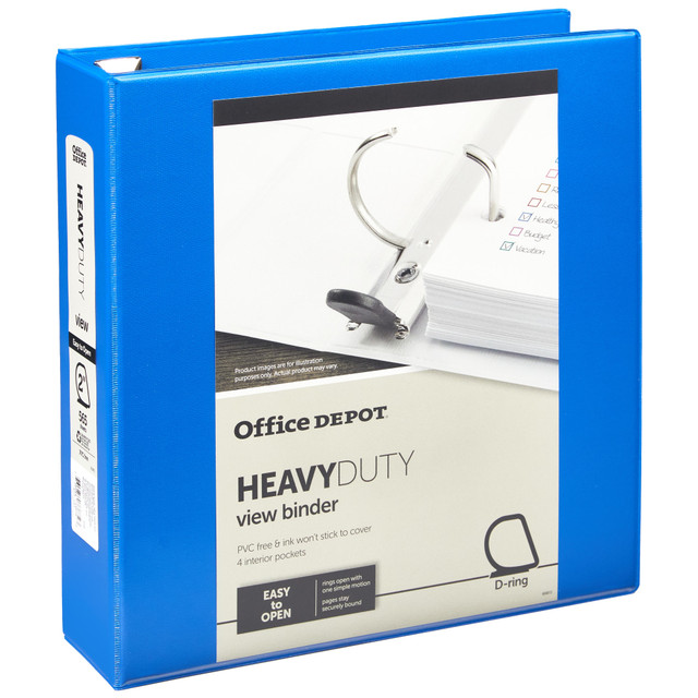 OFFICE DEPOT OD03337 Brand Heavy-Duty View 3-Ring Binder, 2in D-Rings, Blue OFFICE DEPOT OD03337 Brand Heavy-Duty View 3-Ring Binder, 2in D-Rings, Blue