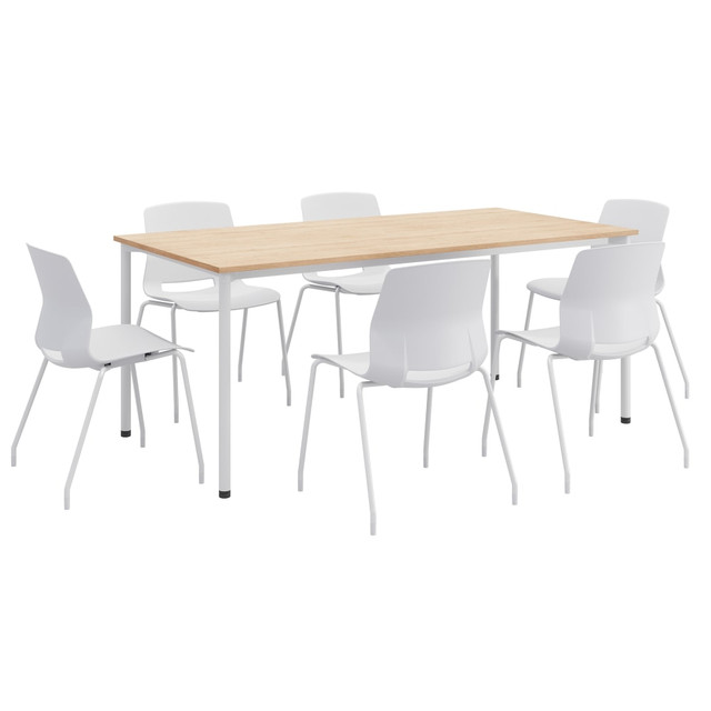 KENTUCKIANA FOAM INC 840031923141 KFI Studios Dailey Table Set With 6 Poly Chairs, Natural Table/White Chairs