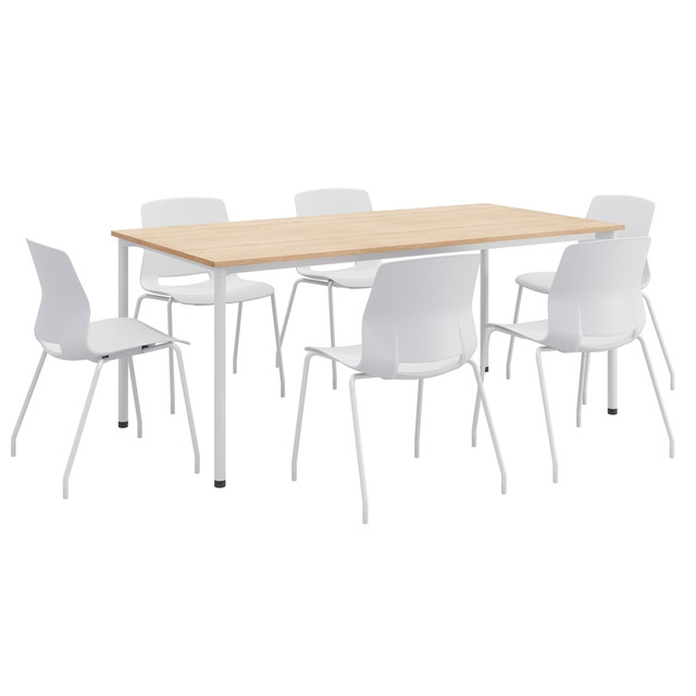 KENTUCKIANA FOAM INC KFI Studios 840031923141  Dailey Table Set With 6 Poly Chairs, Natural Table/White Chairs