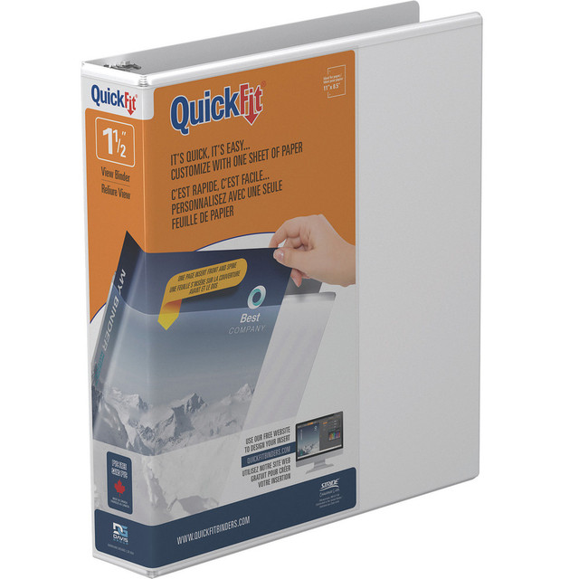 DAVIS GROUP OF COMPANIES CORP 8712-00 QuickFit View 3-Ring Binder, 1 1/2in Round Rings, White DAVIS GROUP OF COMPANIES CORP 8712-00 QuickFit View 3-Ring Binder, 1 1/2in Round Rings, White