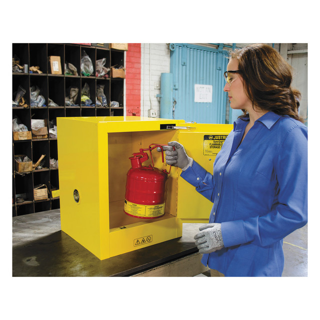 JUSTRITE MANUFACTURING COMPANY, LLC 400-890420 Yellow Countertop & Compact Cabinets, Self-Closing Cabinet, 4 Gallon