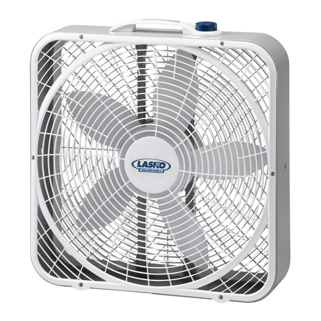 LASKO PRODUCTS, LLC 3720 Lasko Weather-Shield 20in 3-Speed Box Fan, 22.5inH x 4.75inW x 21.25inD, White LASKO PRODUCTS, LLC 3720 Lasko Weather-Shield 20in 3-Speed Box Fan, 22.5inH x 4.75inW x 21.25inD, White