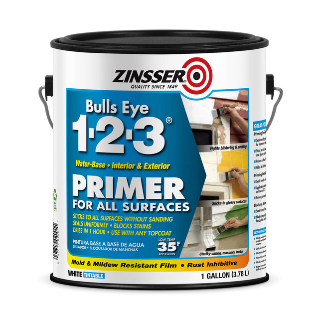 ZINSSER CO. INC. 2001 Zinsser Bulls Eye 1-2-3 Water-Based Primer, 128 Oz, Case Of 4 Bottles ZINSSER CO. INC. 2001 Zinsser Bulls Eye 1-2-3 Water-Based Primer, 128 Oz, Case Of 4 Bottles