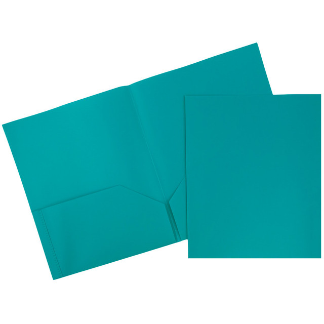 JAM PAPER AND ENVELOPE 382ETED JAM Paper Plastic 2-Pocket School POP Folders, 9 1/2in x 11 1/2in, Teal, Pack Of 6