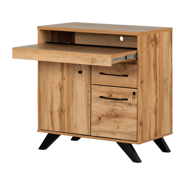 SOUTH SHORE IND LTD 13733 South Shore Flam 33inW Multi-Function Secretary Desk, Nordik Oak