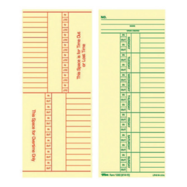 TOPS BUSINESS FORMS 12603 TOPS Time Cards (Replaces Original Card K14-15), Named Days, 2-Sided, 8 1/4in x 3 3/8in, Box Of 500