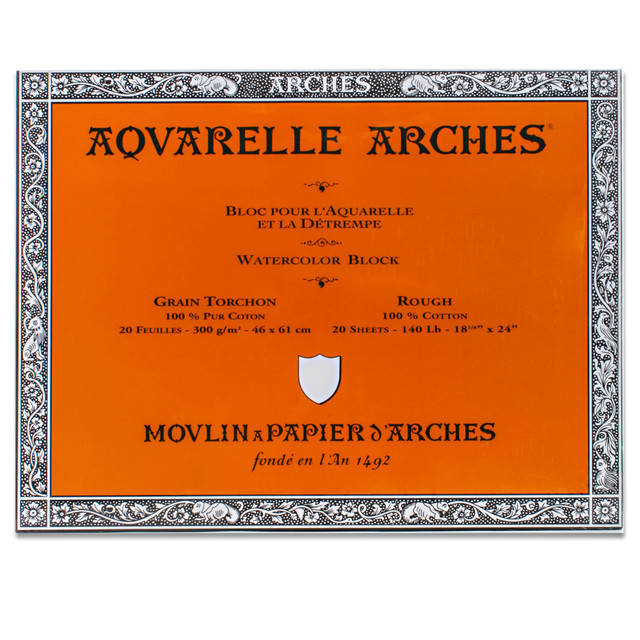 CANSON, INC. 200177173 Arches Aquarelle Watercolor Block, 140 Lb, Rough Press, 18in x 24in