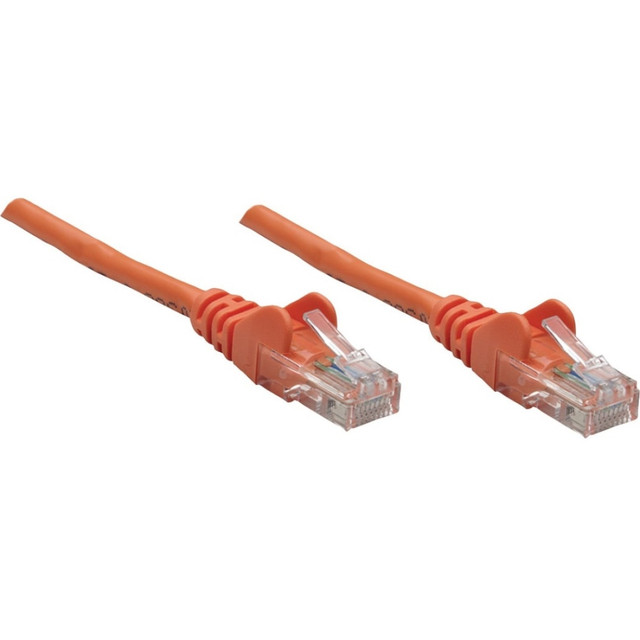 INTRACOM USA, INC. 338318 Intellinet - Patch cable - RJ-45 (M) to RJ-45 (M) - 25 ft - UTP - CAT 5e - molded, snagless - orange