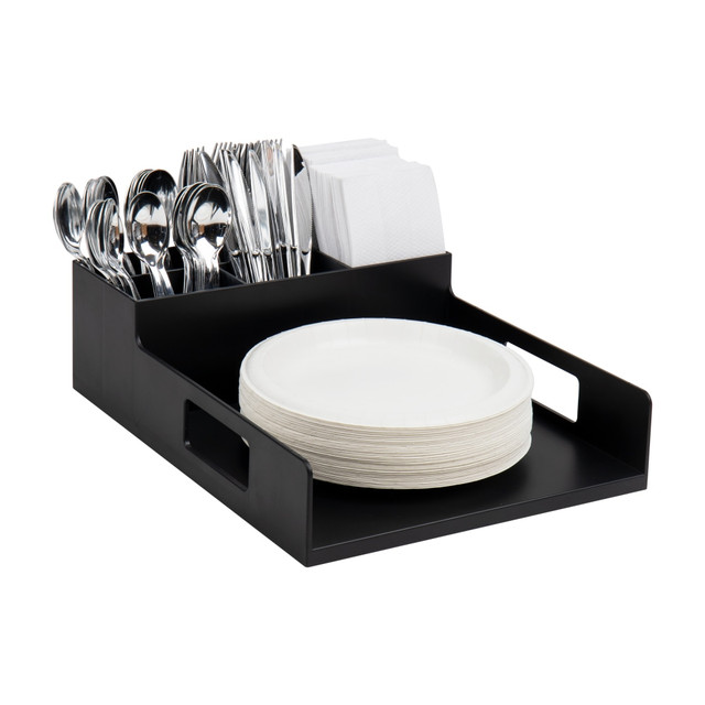 EMS MIND READER LLC PSNAPUT-BLK Mind Reader Utensil Napkin & Plate Holder, 4-1/2inH x 15-1/4inW x 11-1/4inD, Black EMS MIND READER LLC PSNAPUT-BLK Mind Reader Utensil Napkin & Plate Holder, 4-1/2inH x 15-1/4inW x 11-1/4inD, Black