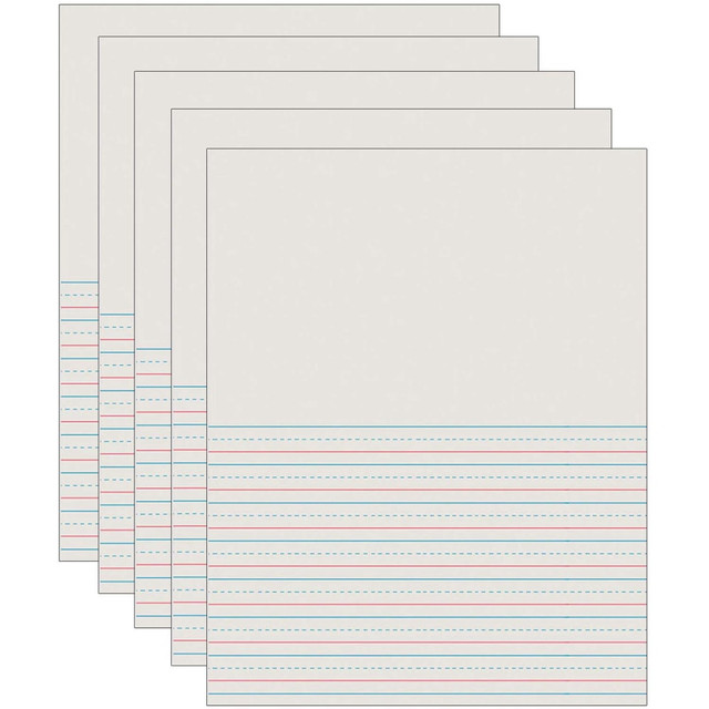 EDUCATORS RESOURCE PAC2695-5 Pacon Newsprint Handwriting Paper, Picture Story, 8-1/2in x 11in, White, Grade 2, 500 Sheets Per Pack, Set Of 5 Packs