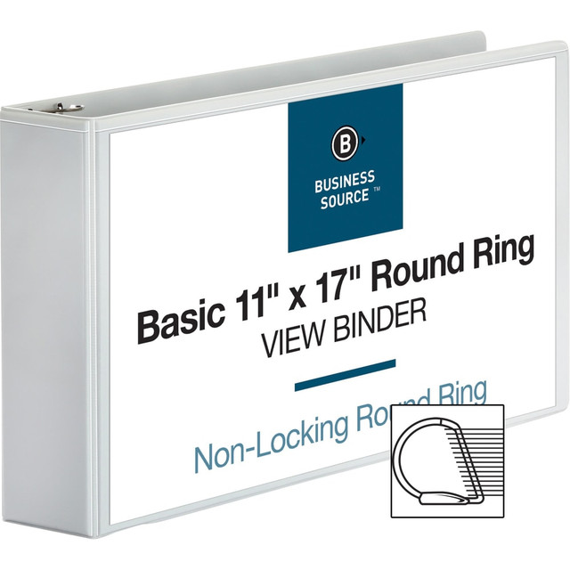 SP RICHARDS 45102 Business Source Tabloid-Size Reference 3-Ring Binder, 3in Round Rings, White SP RICHARDS 45102 Business Source Tabloid-Size Reference 3-Ring Binder, 3in Round Rings, White