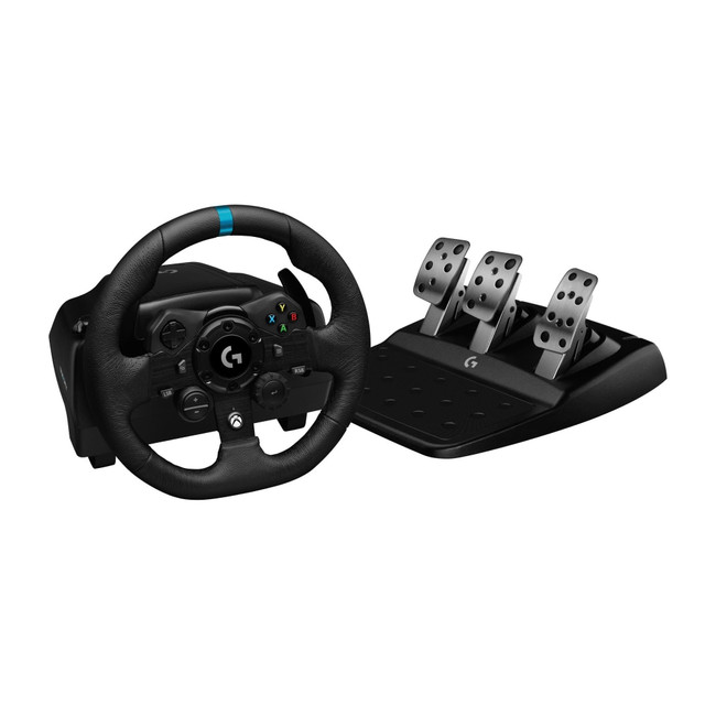 Experience the next level of racing with the Logitech G923 Gaming Steering Wheel. With Trueforce, feel the nuances of the track like never before, as it replicates the sensations of a real cars movement. The dual-clutch transmission ensures seamless gear changes, while the progressive brake pedal delivers lifelike braking dynamics. Compatible across multiple platforms, the G923 delivers unparalleled realism for serious racing enthusiasts.  Compatibility with most racing games on PC and Xbox series  Customizable dual-clutch functionality, ensuring maximum traction and optimal performance  Features a 24-point selector, RPM LEDs, integrated Xbox One or PC game controls, and a progressive brake spring  Experience realism with TRUEFORCE high-definition force feedback.