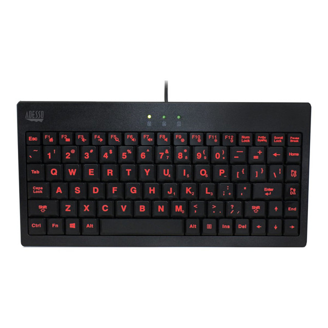 ADESSO INC AKB-110EB Adesso SlimTouch 110 USB Illuminated Mini Keyboard, White/Black