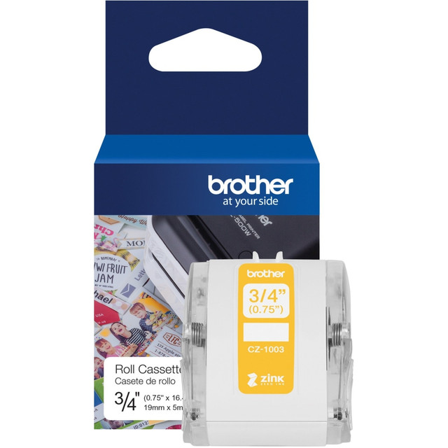 BROTHER INTL CORP Brother CZ1003  Genuine CZ-1003 continuous length -3/4in (0.75in) 19 mm wide x 16.4 ft. (5 m) long label roll featuring Zero Ink technology - 3/4in Width - Zero Ink (ZINK) - Paper - 1 Each - Water Resistant