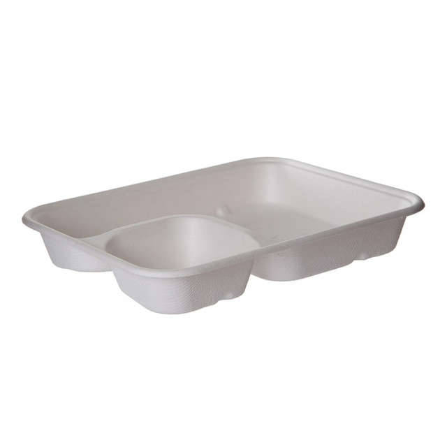 ECO-PRODUCTS, INC. EP-SCRC862NFA Eco-Products Vanguard WorldView Sugarcane Trays, 2 Compartment, 6in x 8in, White, Pack Of 400 Trays ECO-PRODUCTS, INC. EP-SCRC862NFA Eco-Products Vanguard WorldView Sugarcane Trays, 2 Compartment, 6in x 8in, White, Pack Of 400 Trays